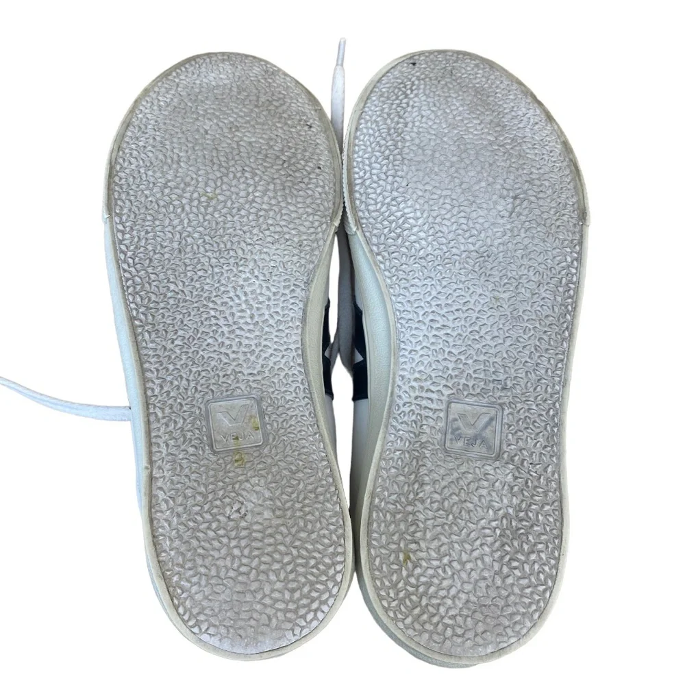 Veja White Leather Sneakers with Black V Accents